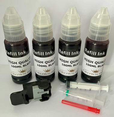 HP INK REFILL KIT FOR BLACK 62 62XL WITH 400ML INK